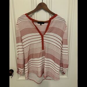 Sanctuary white and red striped peasant top XS